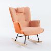 35.5 inch Rocking Chair, Soft Houndstooth Fabric Leather Fabric Rocking Chair for Nursery, Comfy Wingback Glider Rocker with Safe Solid Wood Base for