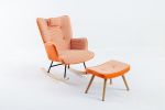 35.5 inch Rocking Chair, Soft Houndstooth Fabric Leather Fabric Rocking Chair for Nursery, Comfy Wingback Glider Rocker with Safe Solid Wood Base for