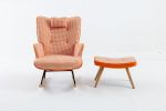 35.5 inch Rocking Chair, Soft Houndstooth Fabric Leather Fabric Rocking Chair for Nursery, Comfy Wingback Glider Rocker with Safe Solid Wood Base for
