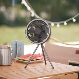Outdoor Portable USB Timing Tripod Fan 10000mAh Battery Long Life Camping Light Camping Fan (Color: Dark Grey)