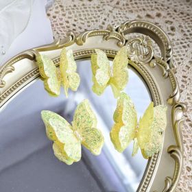 Butterfly Birthday Cake Plug-in Beautiful Mother's Day Cake Decoration Plug-in (Color: Yellow)